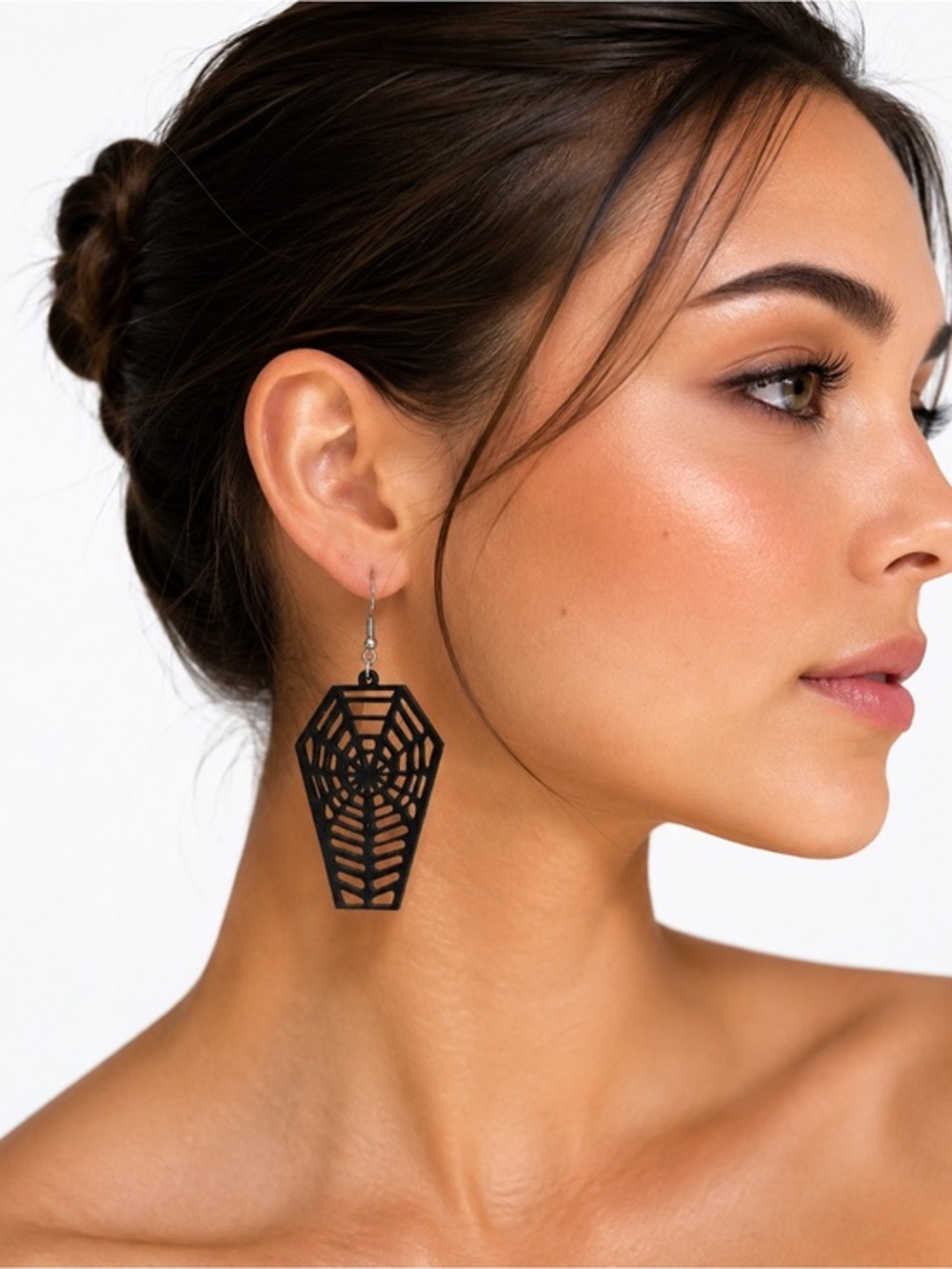 NWT Halloween Costume Gothic Coffin Dead Gothic SpiderWeb Design Dangle Earrings